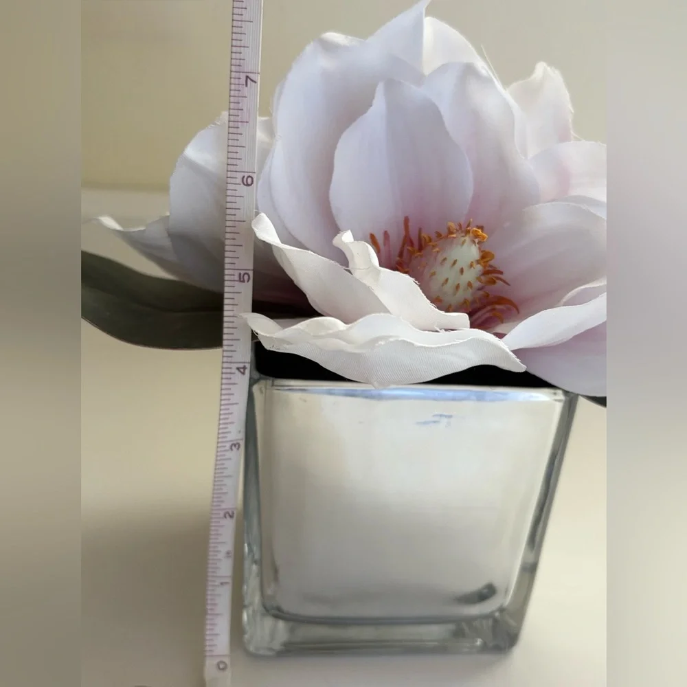 Elegant White & Pink Floral Arrangement Glass Mirror Vase, beautifying any space